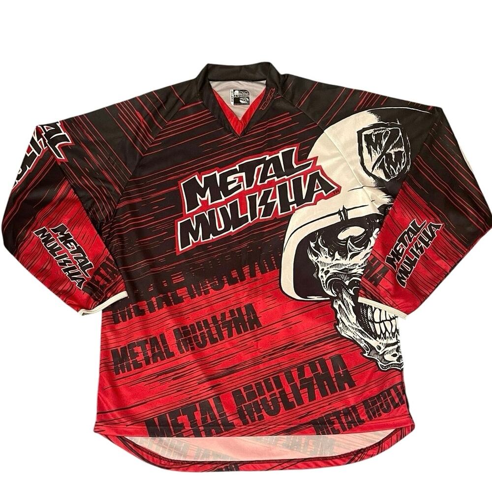 Y2K Metal Mulisha Mens 2XL MSR Motocross Jersey Red Black Skull Dirt Bike MX